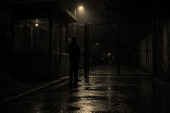 Portaria de condomínio à noite