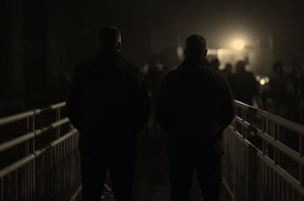 Seguranças controlando o corredor de público
