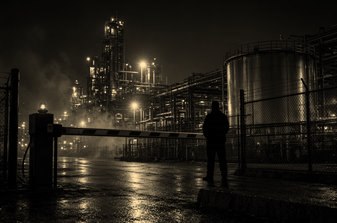 Cancela de acesso em planta industrial